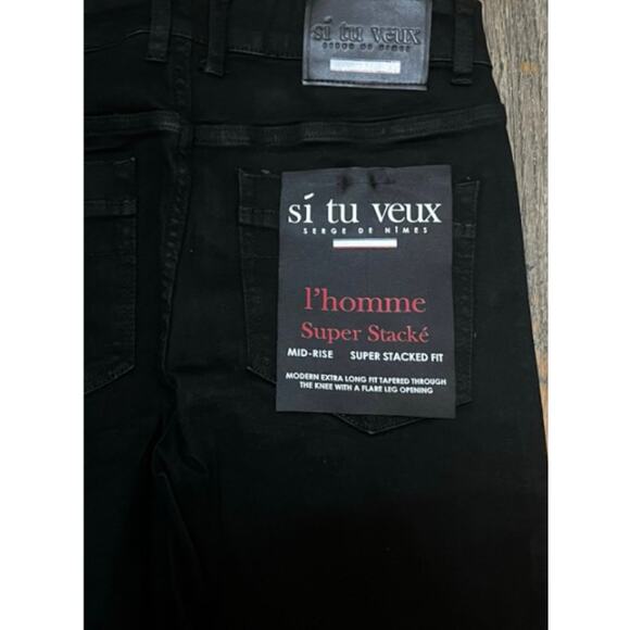 Si Tu Veux Brutini Jeans Jet Black Superstack Men’s Size 40 - Picture 2 of 4